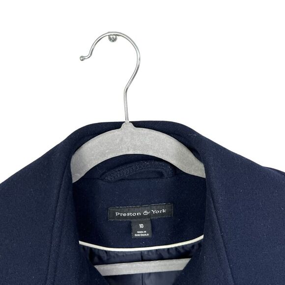 Preston & York Womens Wool Blend Coat Double Breasted Pockets Navy Size 10‎ - Picture 3 of 5